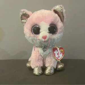 Ty The Beanie Boo Collection Fiona The Pink Cat Plush Stuffed Animal 6"